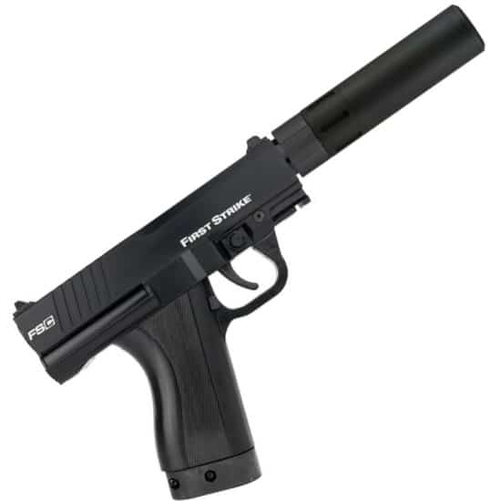 First_Strike_FCS_Paintball_Pistole_mit_9P_QDS_Mock_Suppressor_Schalldaempfer