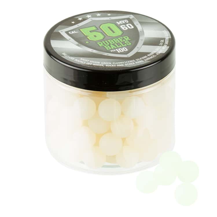 cal 50 Tracer Rubberballs / Rubber Bullets (100 pièces) Vert