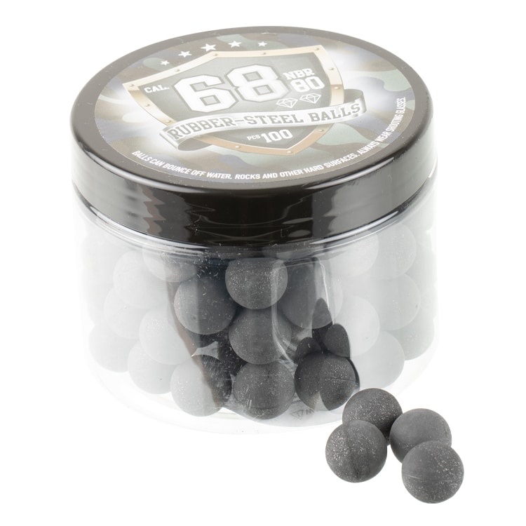 cal 68 NBR steel rubber balls / steel bullets (100 pieces)