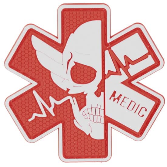 Paintball_Airsoft_PVC_Klettpatch_death_medic_Night_black_rot