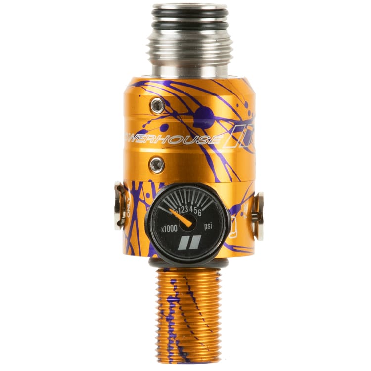 PowerHouse TKO Paintball HP Regulator (300Bar/4500PSI) GOLD/PURPLE SPLASH