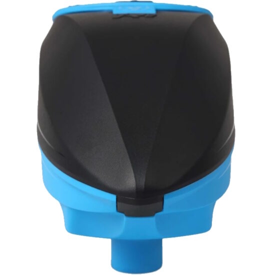 Virtue_Spire_IR2_Paintball_Hopper_Loader_Black_Cyan_front.JPG