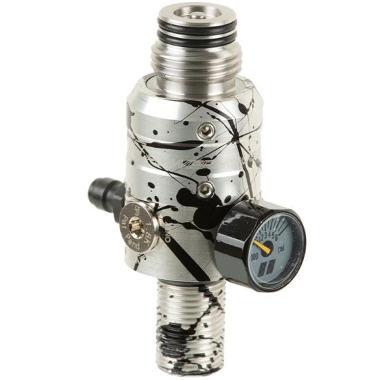 PowerHouse_TKO_Paintball_HP_Regulator_300Bar_4500PSI_SILVER_BLACK_SPLASH_side