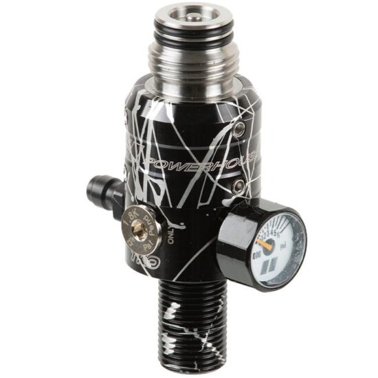 PowerHouse_TKO_TITANIUM_Paintball_HP_Regulator_300Bar_4500PSI_BLACK_SILVER_SPLASH_side